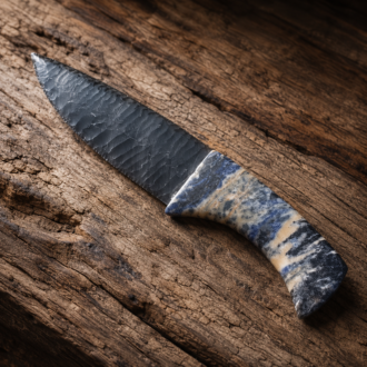 Davis Creek Obsidian Knife with Marble Handle by Joel Robinson Stoneworks.