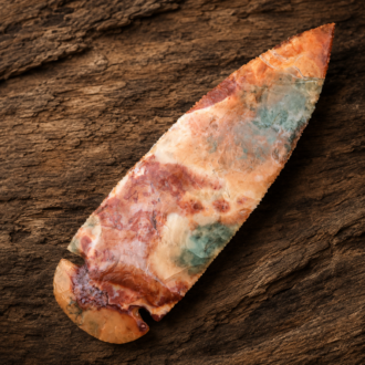 Flint Ridge Flint Dovetail Spear Point by Joel Robinson Stoneworks.