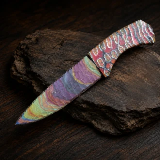 Royal Peacock Obsidian Knife with Woolly Mammoth Tooth Handle by Joel Robinson Stoneworks.
