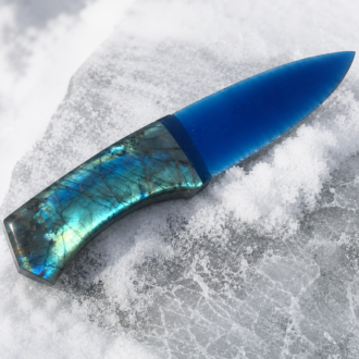 Fiber Optic Blade with Labradorite Handle by Joel Robinson Stoneworks.