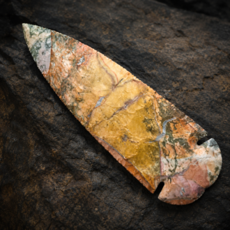 Flint Ridge Dimpled Dovetail Spear Point by Joel Robinson Stoneworks.
